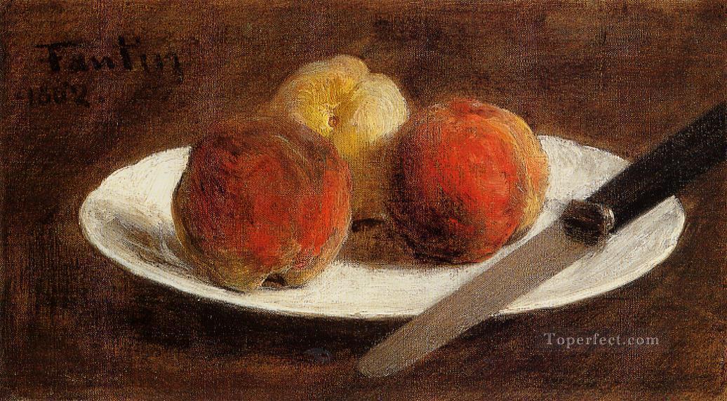 Plate of Peaches still life Henri Fantin Latour Oil Paintings